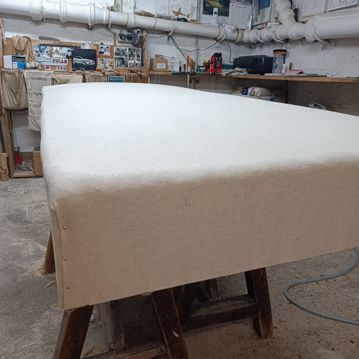Antique box spring in Bisonne ticking