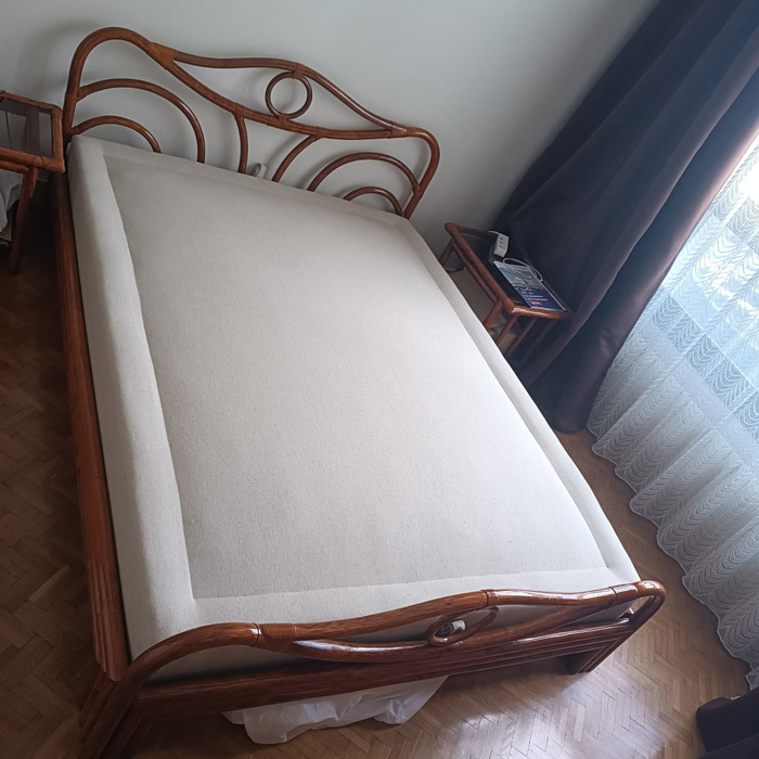 Sprung box spring in Bisonne ticking