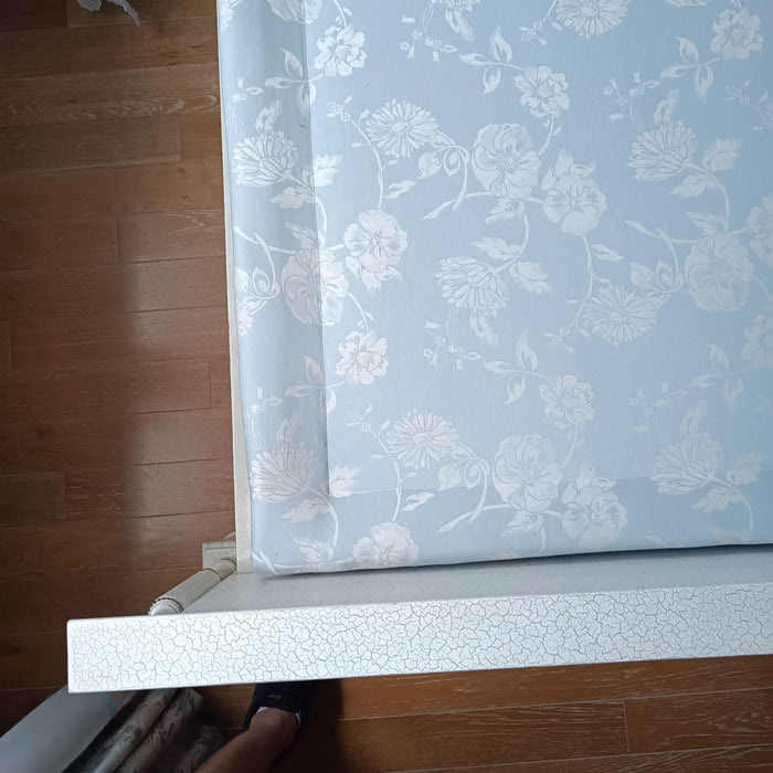 Blue damask sprung box spring