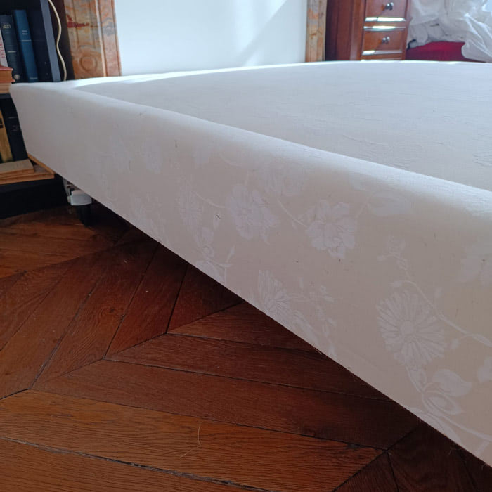 Cream damask sprung box spring