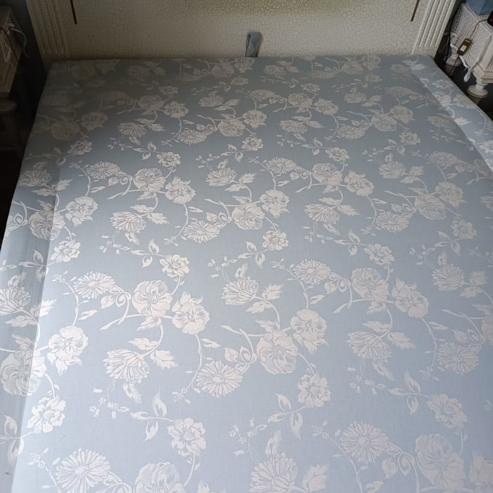 Antique blue damask box spring