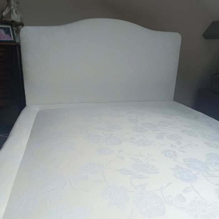 Cream damask sprung box spring