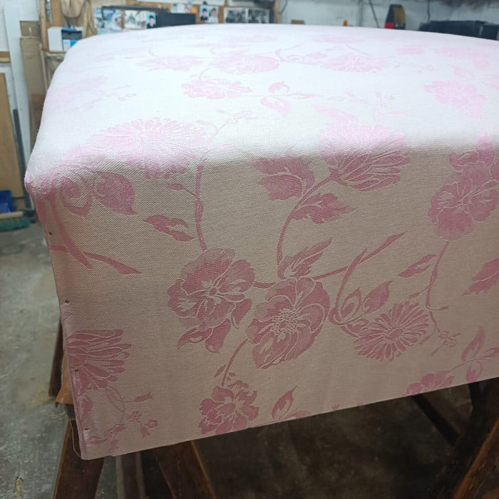Pink damask sprung box spring