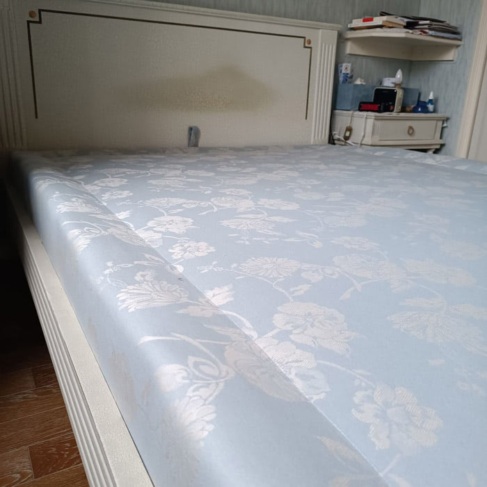 Custom blue damask box spring